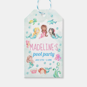 Mermaid pool party favour tag, mermaid party gift tags