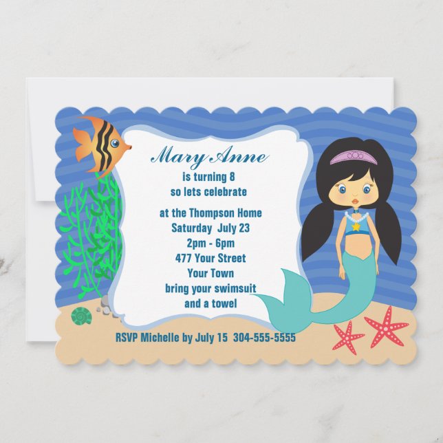 Mermaid Pool Party Invitation (Front)
