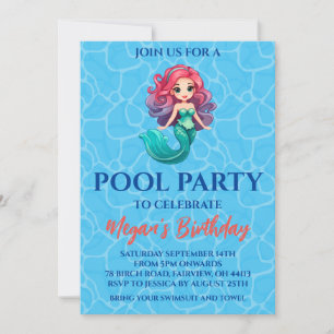 mermaid pool party invitations