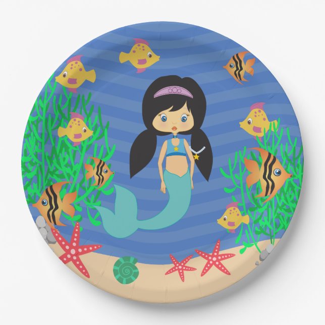 Mermaid Pool Party Paper Plate (Front)