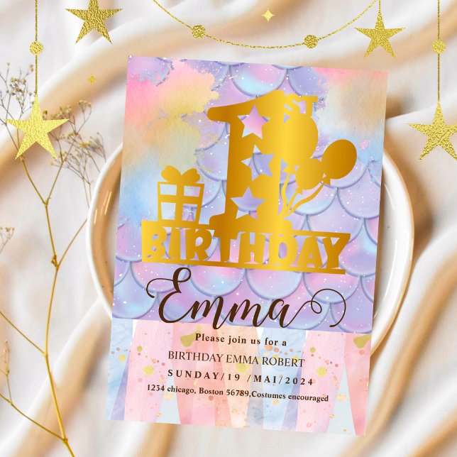 Mermaid Pool Party Pink Mermaid one birthday Invitation (Creator Uploaded)