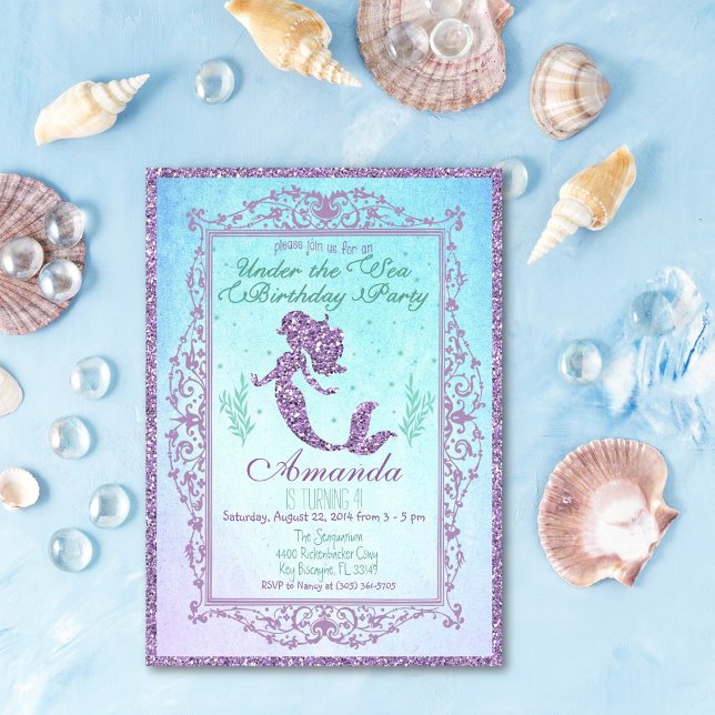 Mermaid Pool Party Under the Sea Birthday Card (Creator Uploaded)