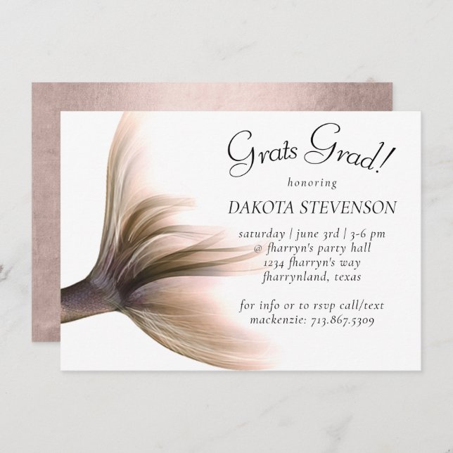 Mermaid Posh | Dusty Terracotta Peach Graduation Invitation (Front/Back)