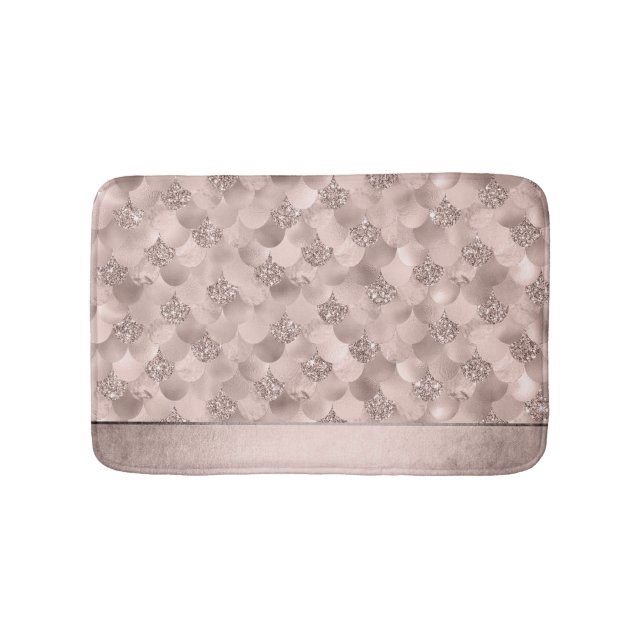 Mermaid Posh Scale | Dusty Terracotta Peach Sheen Bath Mat (Front)