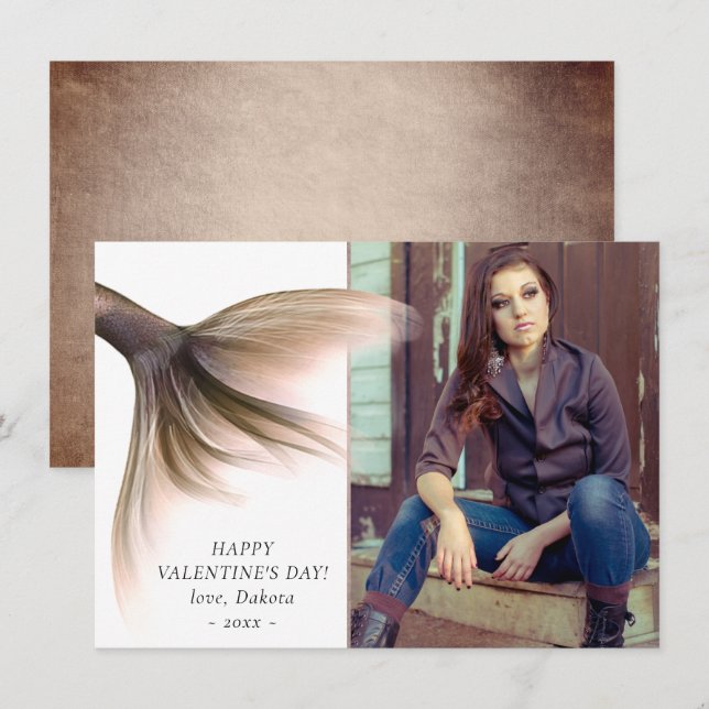 Mermaid Posh Tail | Dusty Terracotta Peach Photo Holiday Card (Front/Back)