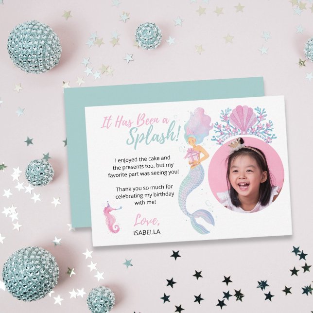  Mermaid Princess Adventure Birthday Thank You Card (Creator Uploaded)