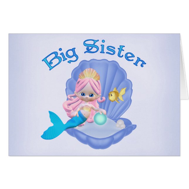 Mermaid Princess Big Sister Blank Card (Front Horizontal)