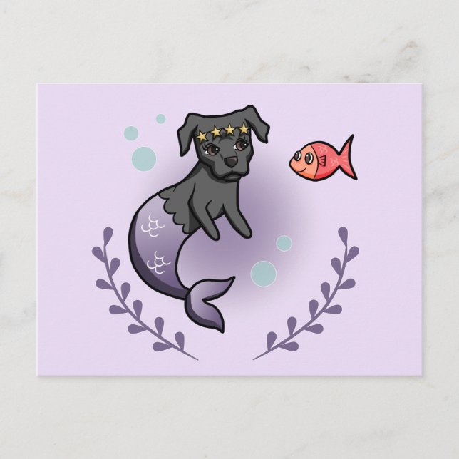 Mermaid Princess Dog Lavender Postcard (Front)