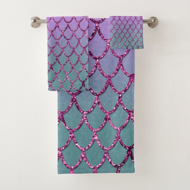 Mermaid Princess Scales 5 Bath Towel Set (Insitu)
