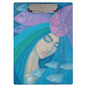 Mermaid Princess, Underwater Fantasy, Pink Blue Clipboard