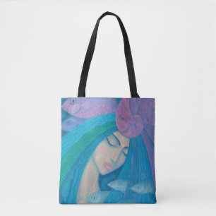 Mermaid Princess, Underwater Fantasy, Pink Blue Tote Bag