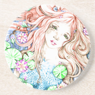 Mermaid Princess Watercolor Coaster
