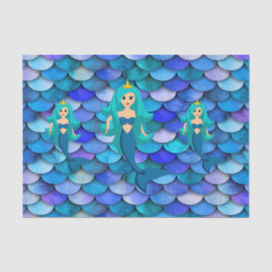 Mermaid princesses blue and purple scales tissue paper