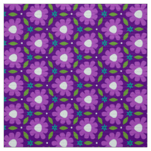MERMAID - Purple Botanical Flowers on Cute Floral Fabric