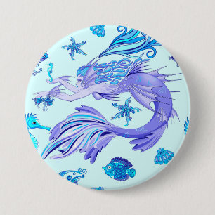 Mermaid Purple Fairy Creature 7.5 Cm Round Badge