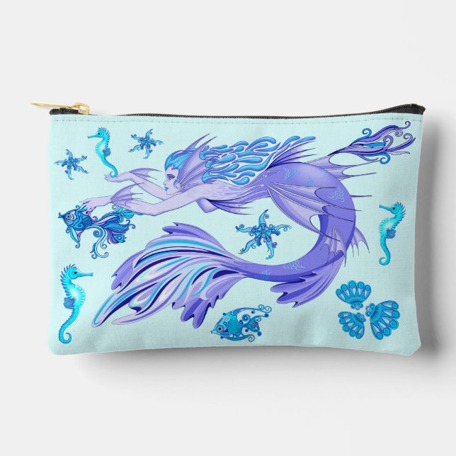 Mermaid Purple Fairy Creature Accessory Pouch (Front)