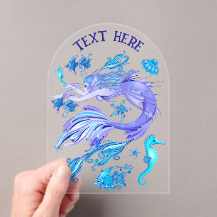 Mermaid Purple Fairy Creature Acrylic Invitations