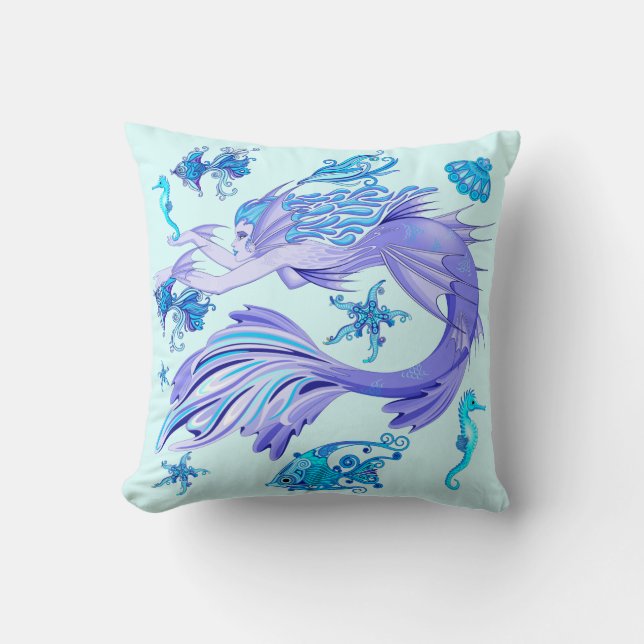 Mermaid Purple Fairy Creature Cushion (Front)