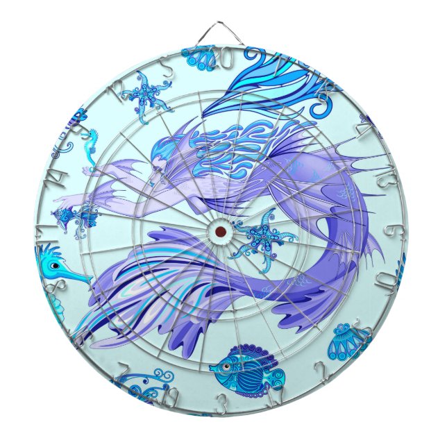 Mermaid Purple Fairy Creature Dartboard (Front)