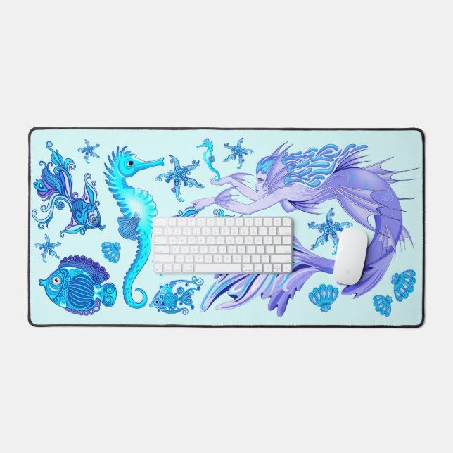 Mermaid Purple Fairy Creature Desk Mat (Keyboard & Mouse)
