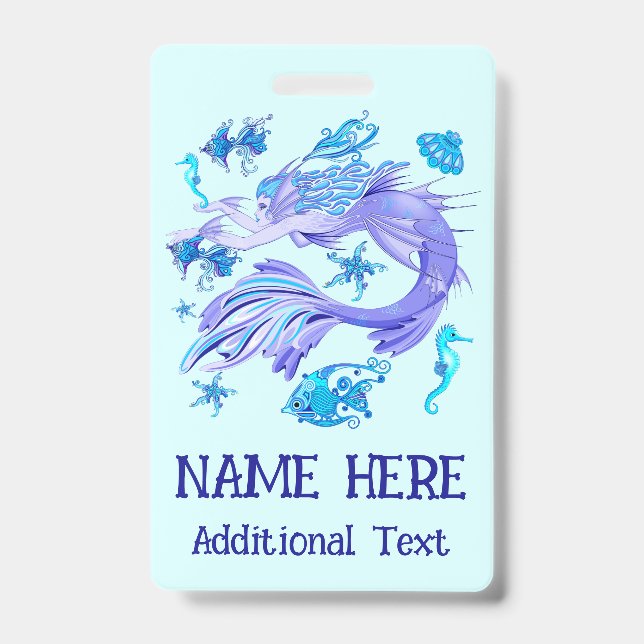 Mermaid Purple Fairy Creature ID Badge (Front)