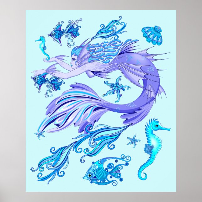 Mermaid Purple Fairy Creature Poster (Front)