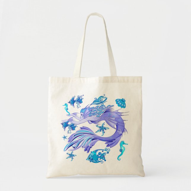 Mermaid Purple Fairy Creature Tote Bag (Front)