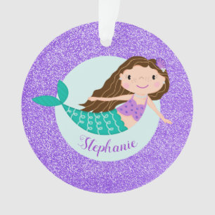 Mermaid Purple Glitter Personalised Name Ornament