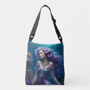 Mermaid Purple Hair Crossbody Bag