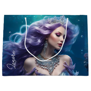 Mermaid Purple Hair Large Gift Bag