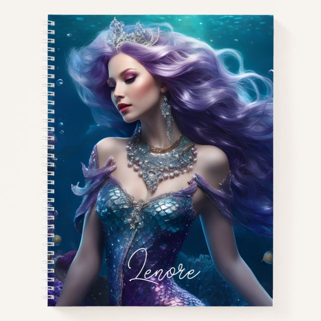 Mermaid Purple Hair Notebook (Front)