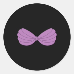 Mermaid Purple Seashell Bra Cartoon Graphic 1 Classic Round Sticker