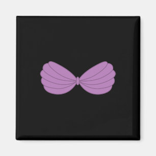 Mermaid Purple Seashell Bra Cartoon Graphic 1  Magnet