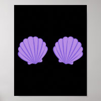 Mermaid Purple Seashell Bra Cartoon Graphic 