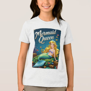Mermaid Queen Cartoon Ocean Royalty Tri-Blend Shirt