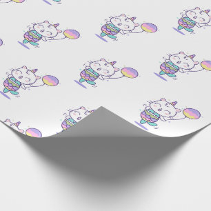 Mermaid Rainbow Unicorn Colours Kitten Girly Wrapping Paper