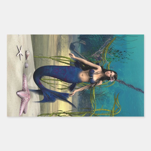 Mermaid Rectangular Sticker (Front)