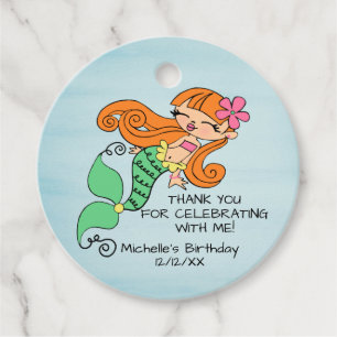 Mermaid Red Hair Favour Tag