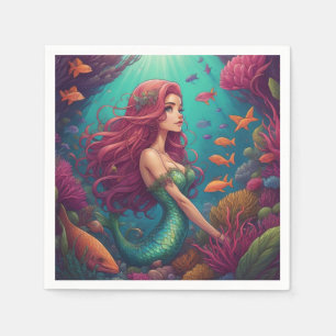 Mermaid Red Napkin