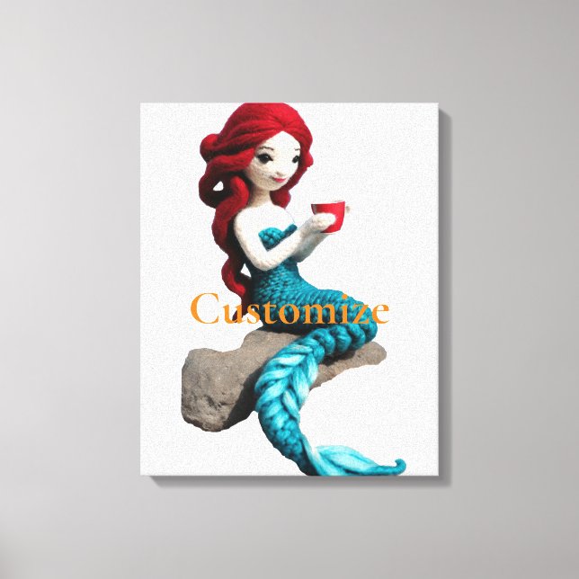 Mermaid Relaxing With Beverage Thunder_Cove  Canvas Print (Front)