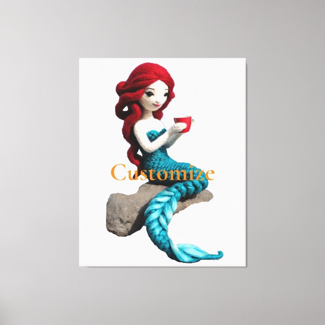 Mermaid Relaxing With Beverage Thunder_Cove  Canvas Print (Front)