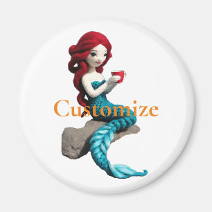 Mermaid Relaxing With Beverage Thunder_Cove  Magnet