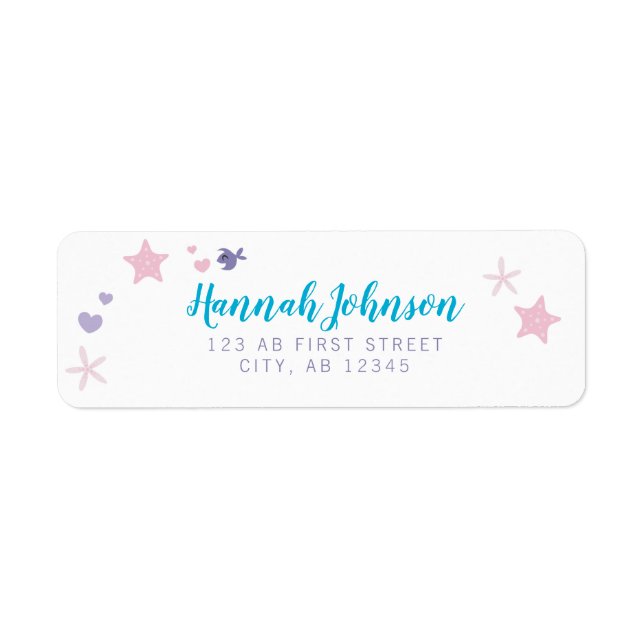 Mermaid return address labels mermaid party (Front)