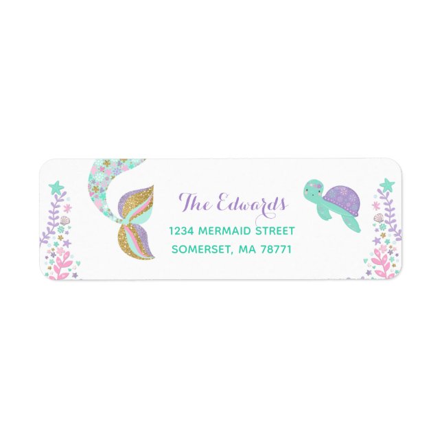 Mermaid Return Address Labels Mermaid Party (Front)