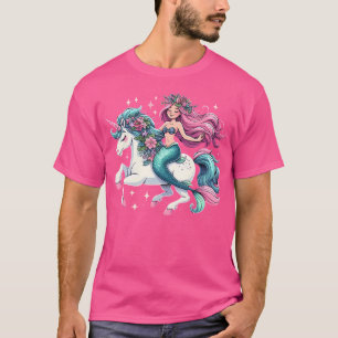 Mermaid Riding A Unicorn Boys Girls Men Women Kids T-Shirt
