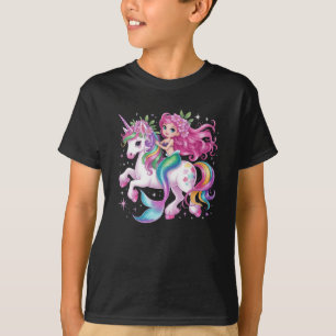 Mermaid Riding A Unicorn Girls Women Kids Adults R T-Shirt
