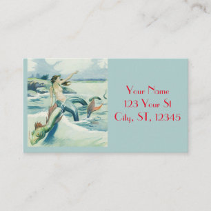 Mermaid Riding Sea Serpent Thunder_Cove  Business Card