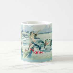 Mermaid Riding Sea Serpent Thunder_Cove Coffee Mug