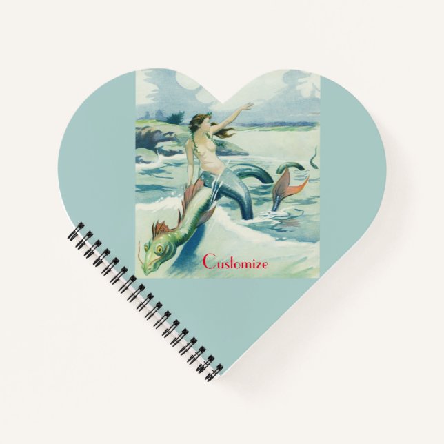 Mermaid Riding Sea Serpent Thunder_Cove Notebook (Front)