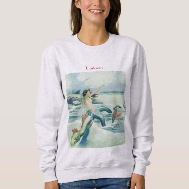 Mermaid Riding Sea Serpent Thunder_Cove   Sweatshirt (Front)